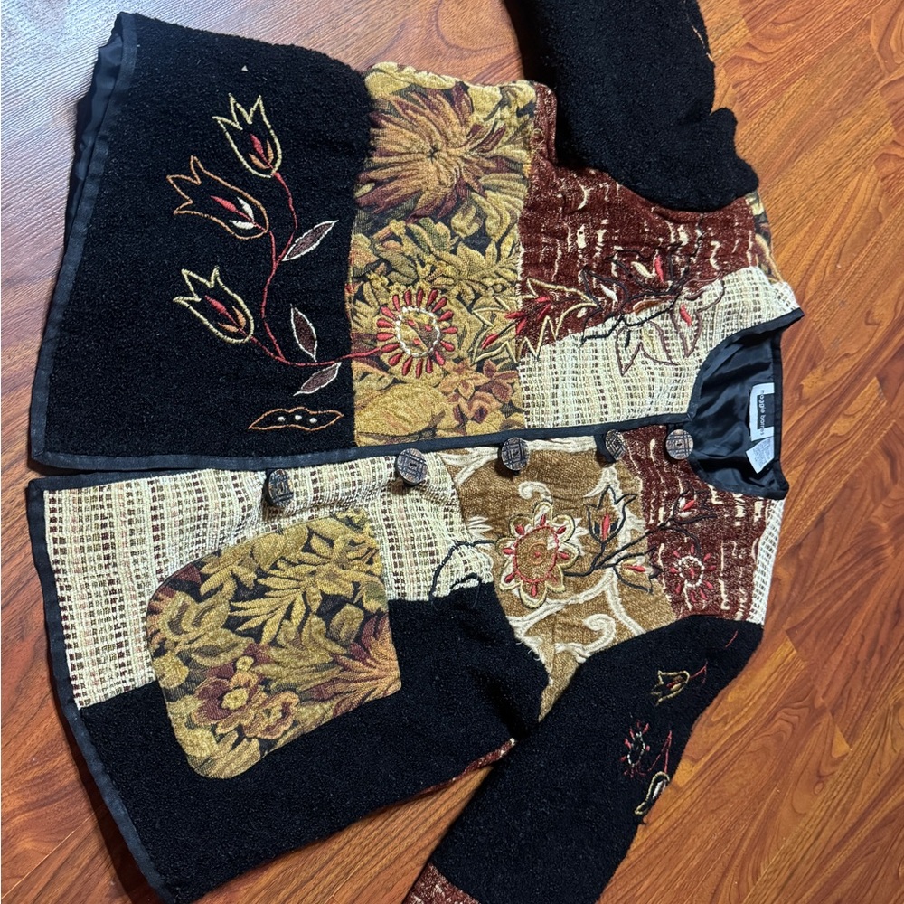 Maggie Barnes Floral Patchwork Jacket 1x